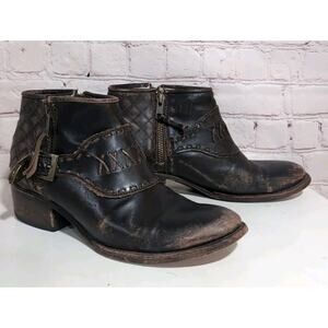 Freebird by Steven Grand Booties Brown Leather Distressed Ankle Boots Sz 8 READ